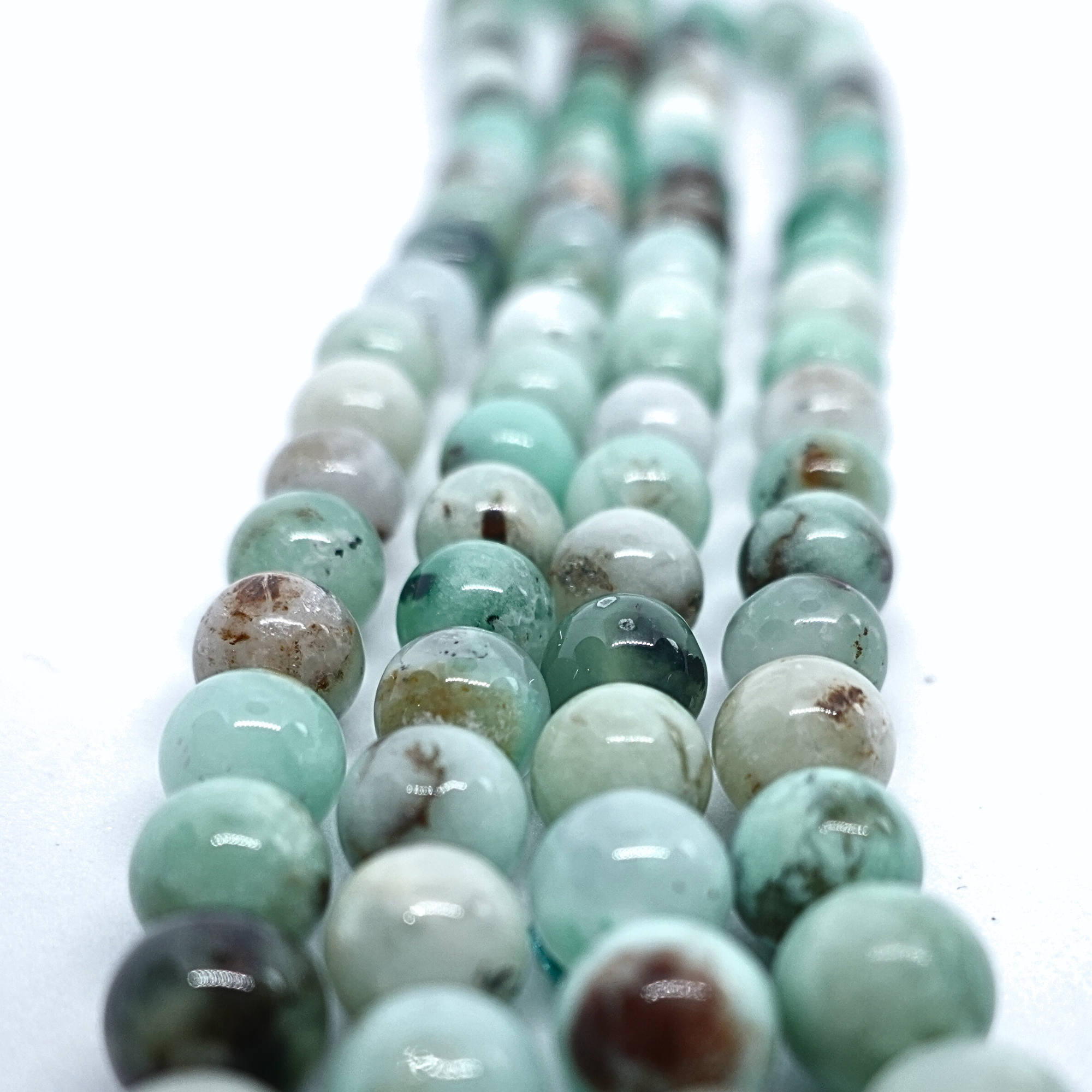 Chrysoprase - Rang de perles rondes sur fil en 6 ou 8 mm - Grade Regular Lovaneo grossiste perle semi precieuse