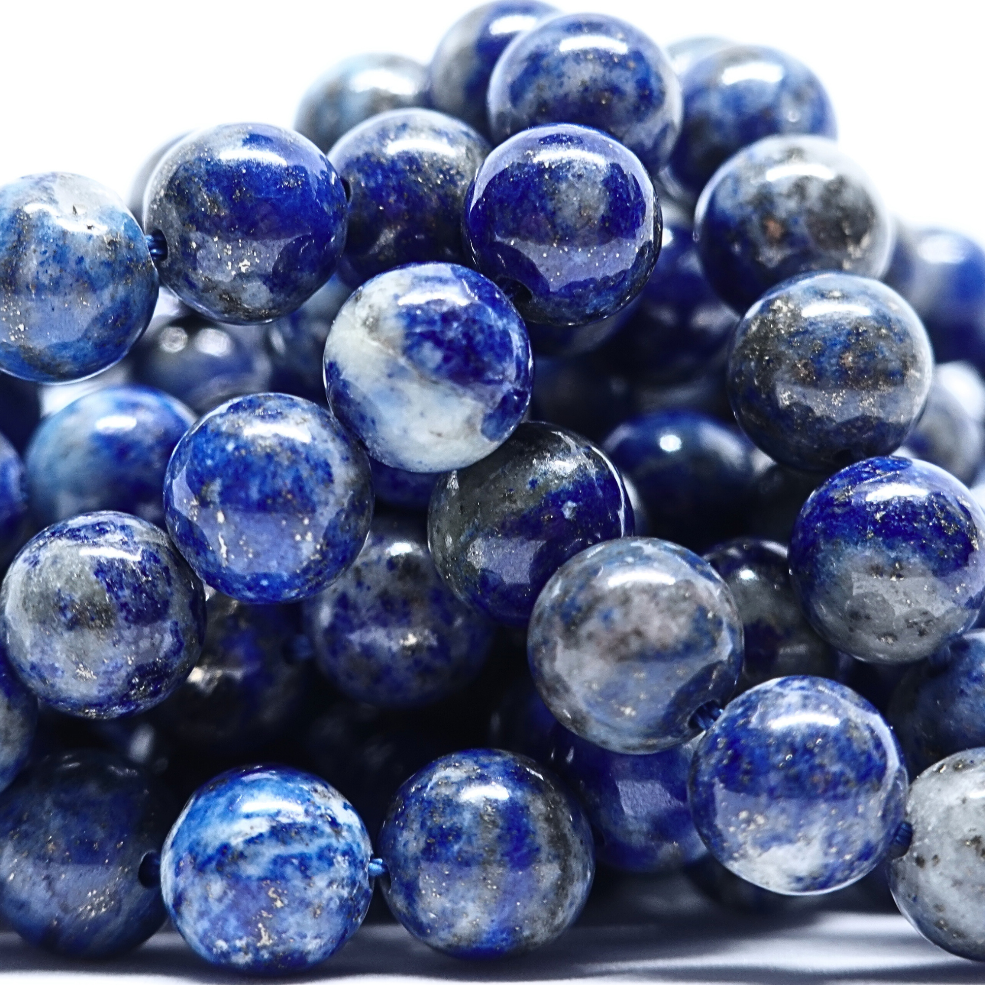Lapis-Lazuli - Rang de perles rondes sur fil en 6 ou 8 mm - Grade A - Afghanistan Lovaneo grossiste perle semi precieuse
