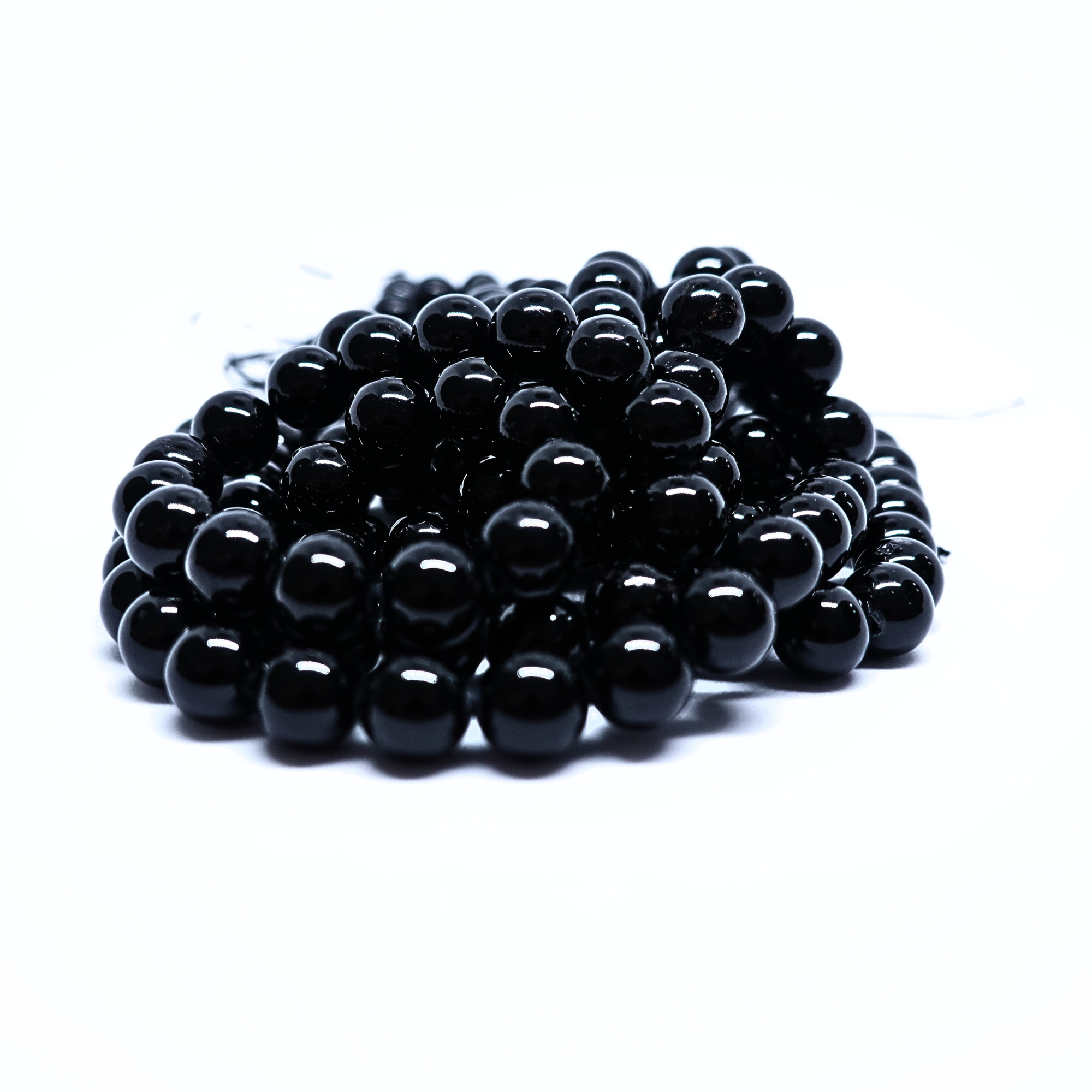 Tourmaline Noire - Rang de perles rondes sur fil en 6 ou 8 mm - Grade AA