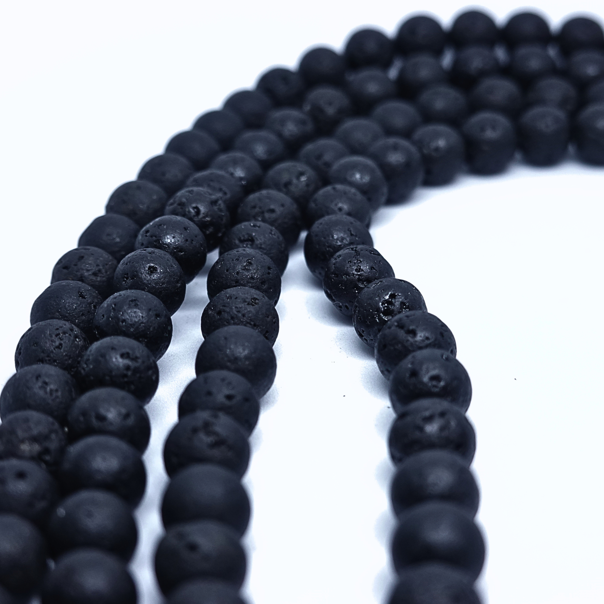 Pierre de Lave - Rang de perles de lave rondes sur fil en 6 ou 8 mm - Grade AA