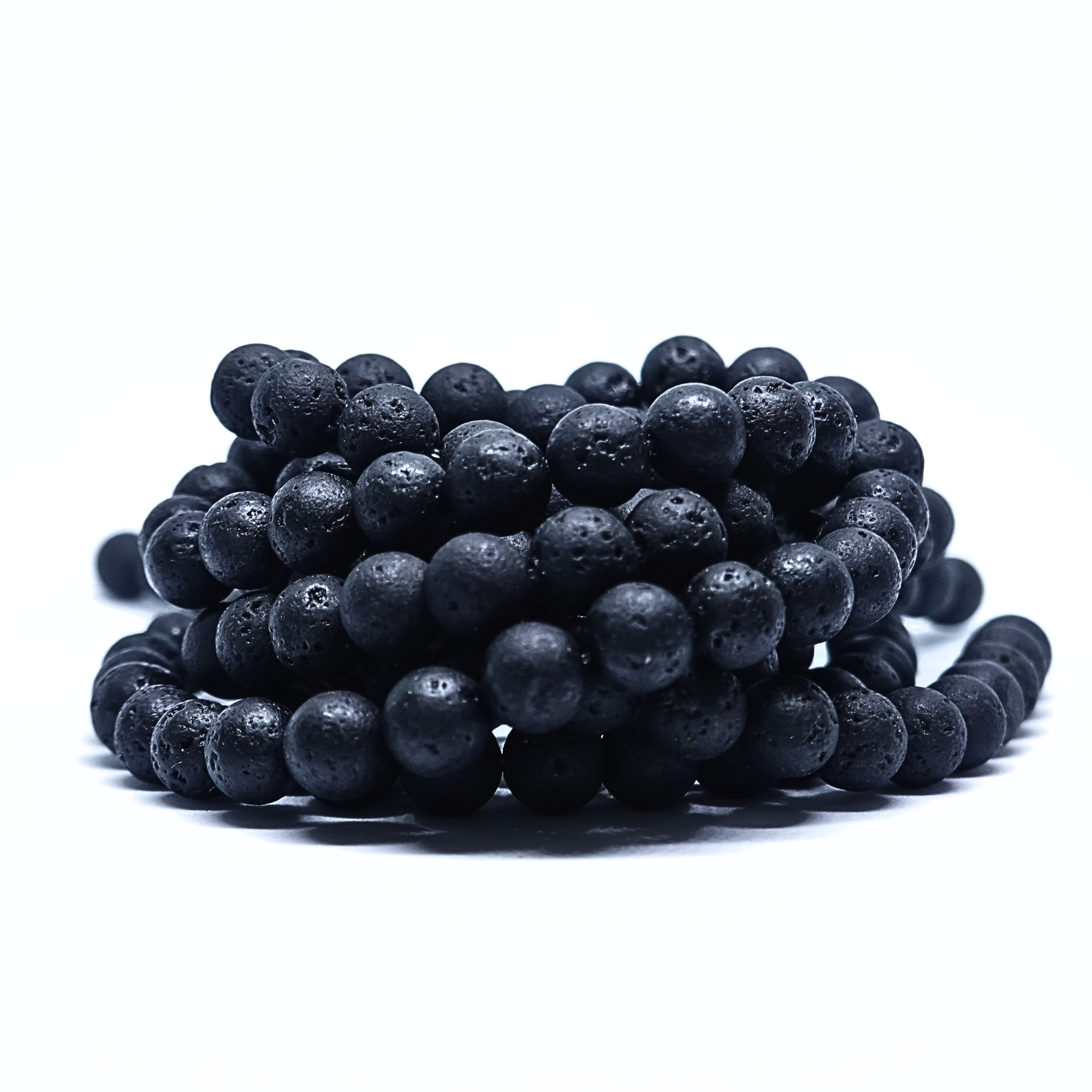 Pierre de Lave - Rang de perles de lave rondes sur fil en 6 ou 8 mm - Grade AA