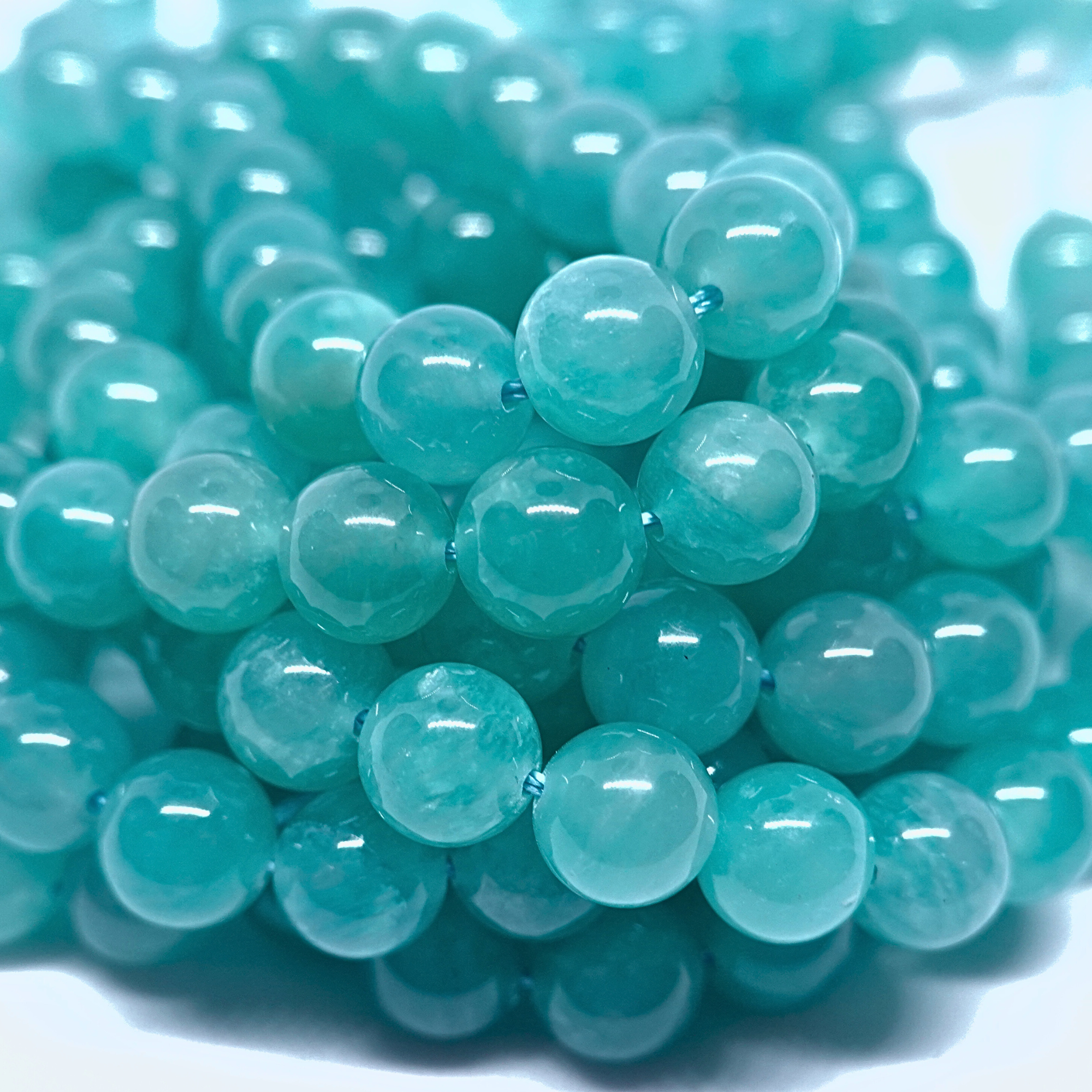 Amazonite Ice - Rang de perles rondes sur fil en 6 ou 8 mm - Grade A