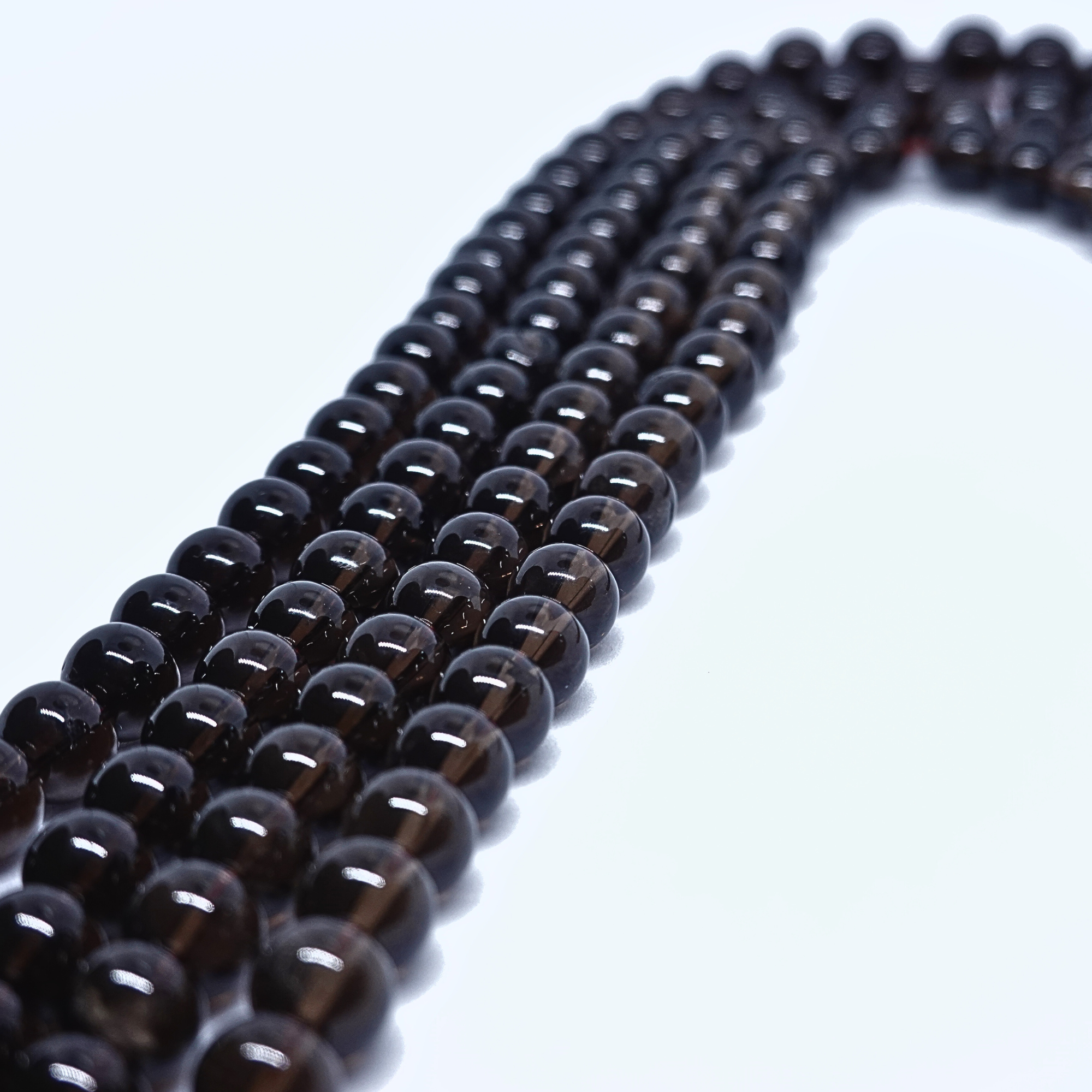 Quartz fumé - Rang de perles rondes sur fil en 6 ou 8 mm - Grade AA