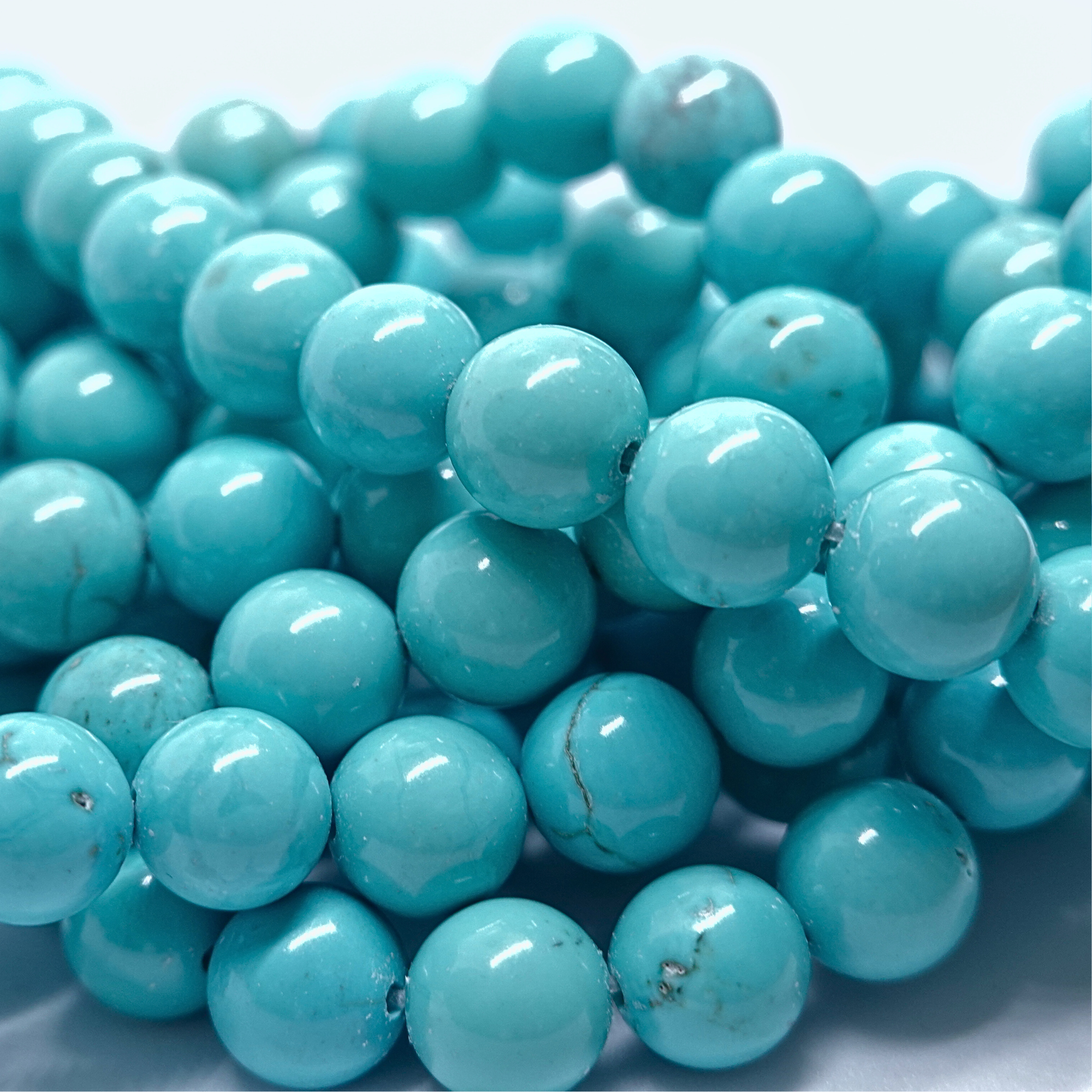 Turquoise Bleue - Rang de perles rondes sur fil en 6 ou 8 mm - Grade Regular