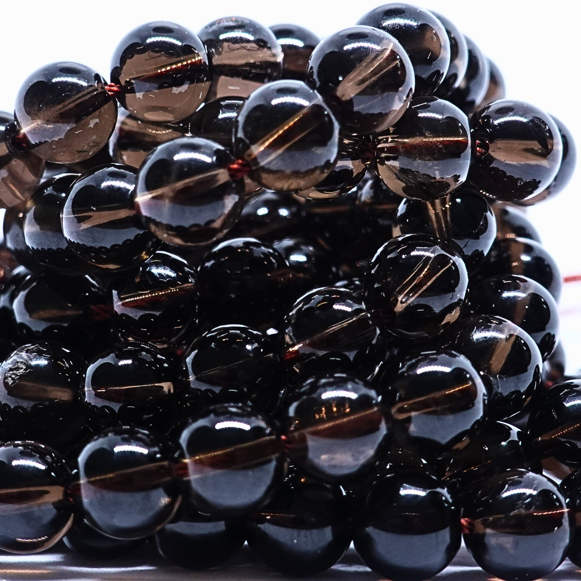 Quartz fumé - Rang de perles rondes sur fil en 6 ou 8 mm - Grade AA