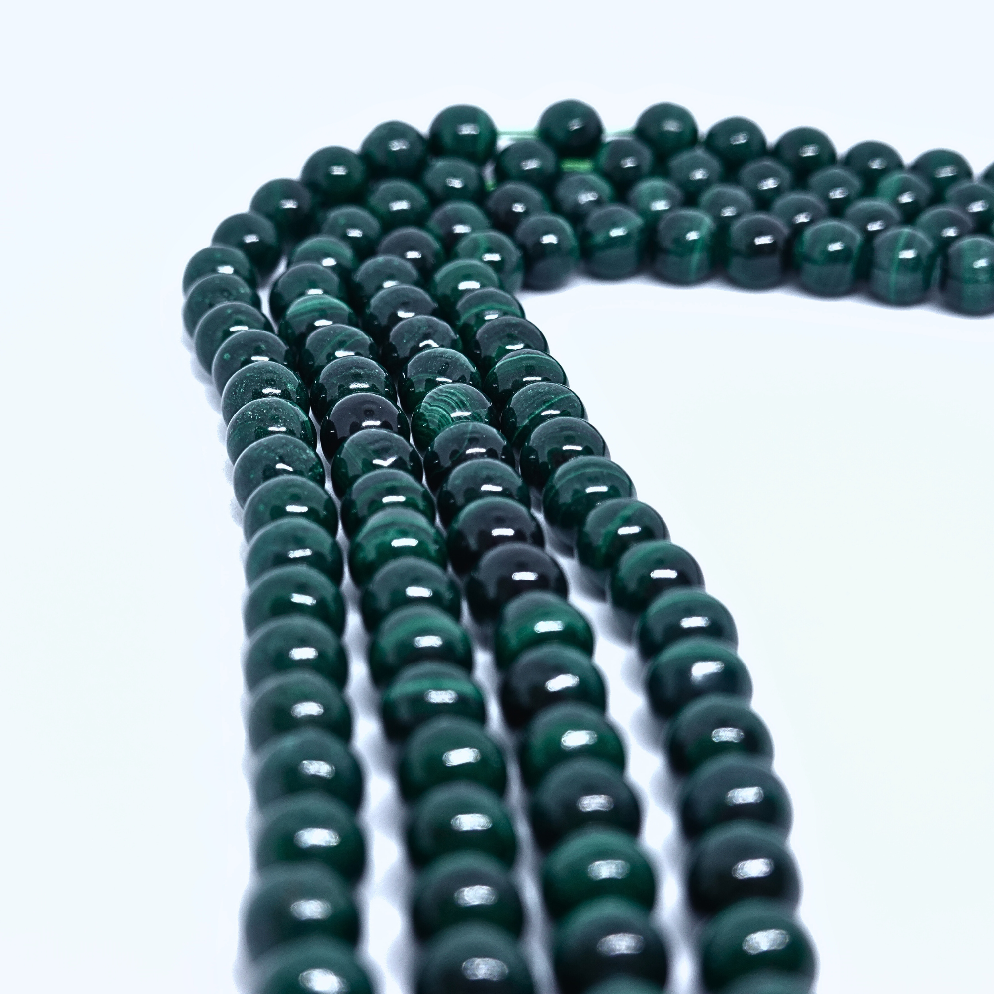 Malachite - Rang de perles rondes sur fil en 6 ou 8 mm - Grade A