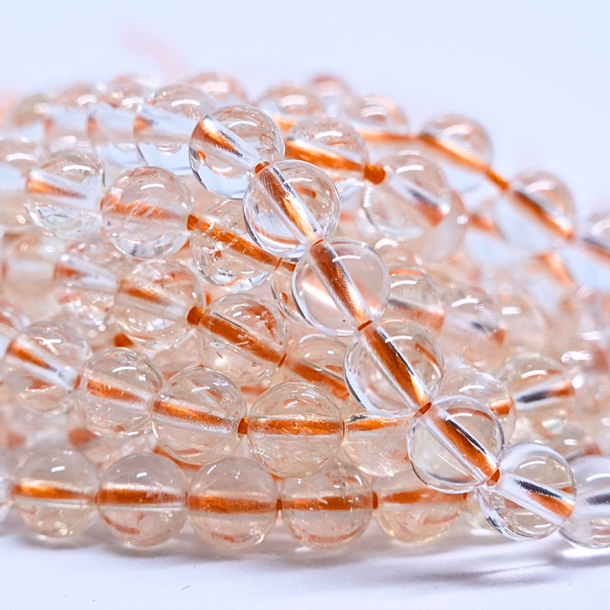 Citrine Naturelle - Rang de perles rondes sur fil en 6 mm - Grade AA