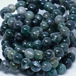 Agate Mousse - Rang de perles rondes sur fil en 6 ou 8 mm - Grade Regular