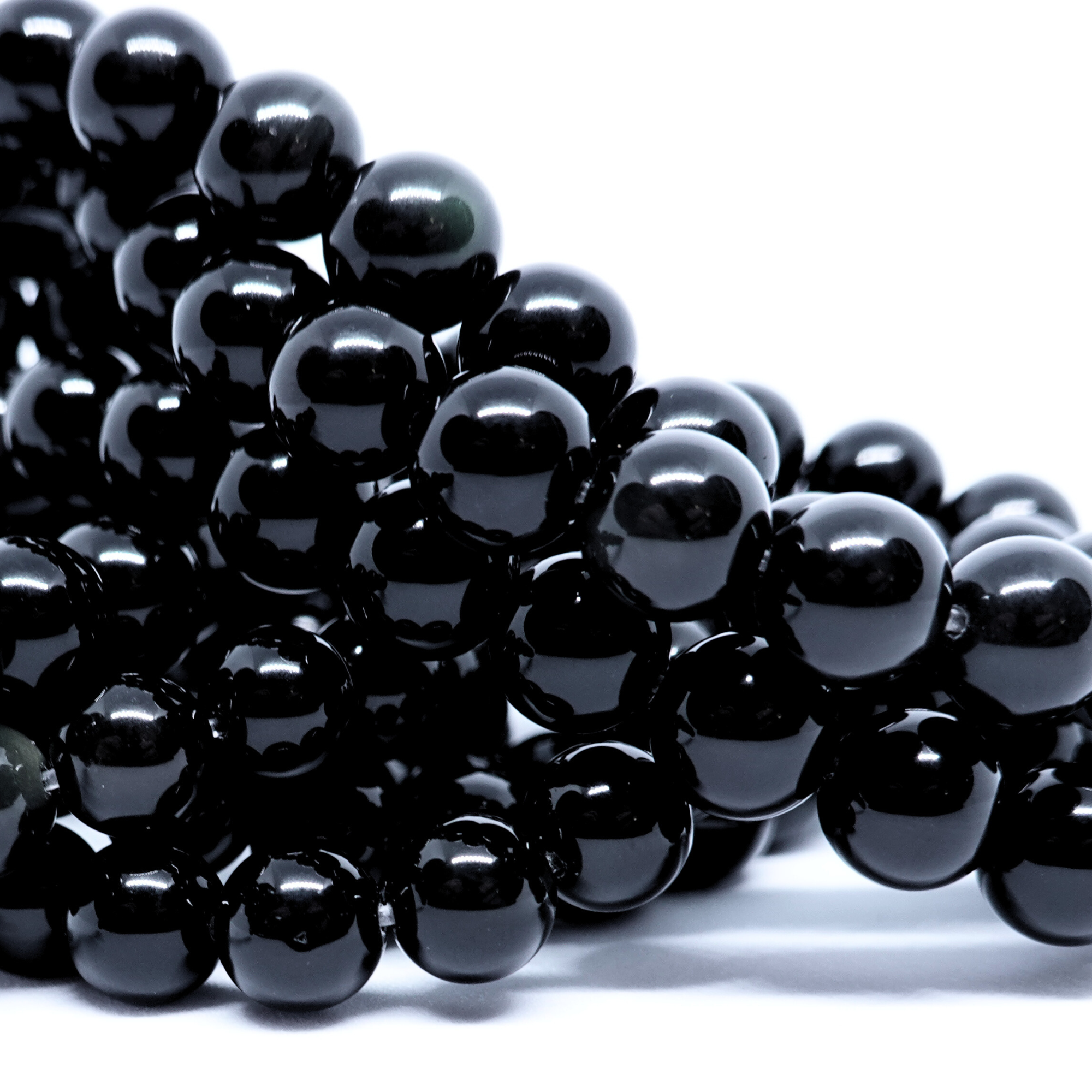 Obsidienne - Rang de perles rondes sur fil en 6 ou 8 mm - Grade A Lovaneo grossiste perle semi precieuse