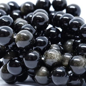 Obsidienne dorée - Rang de perles rondes sur fil en 6 ou 8 mm - Grade A