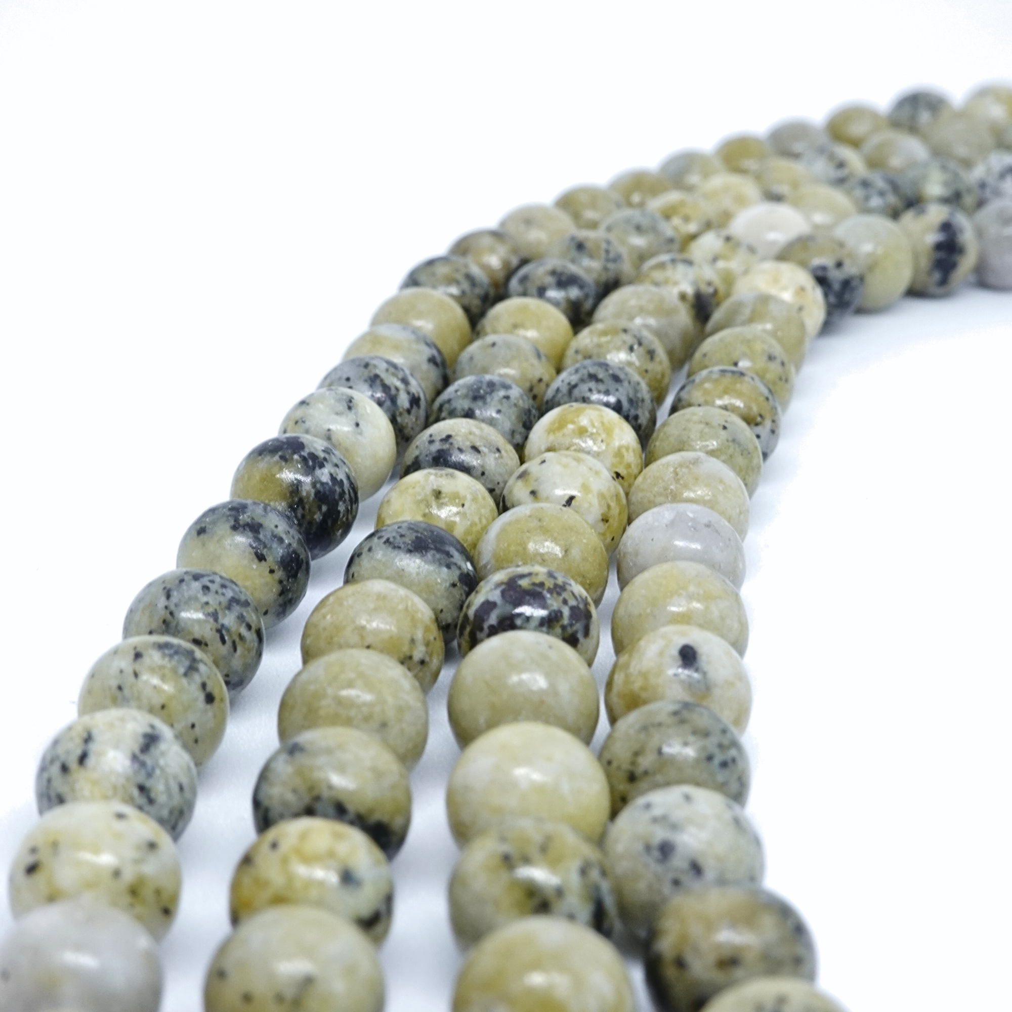 African Green Jade - Rang de perles rondes sur fil en 6 ou 8 mm - Grade A - Tanzanie Lovaneo grossiste perle semi precieuse