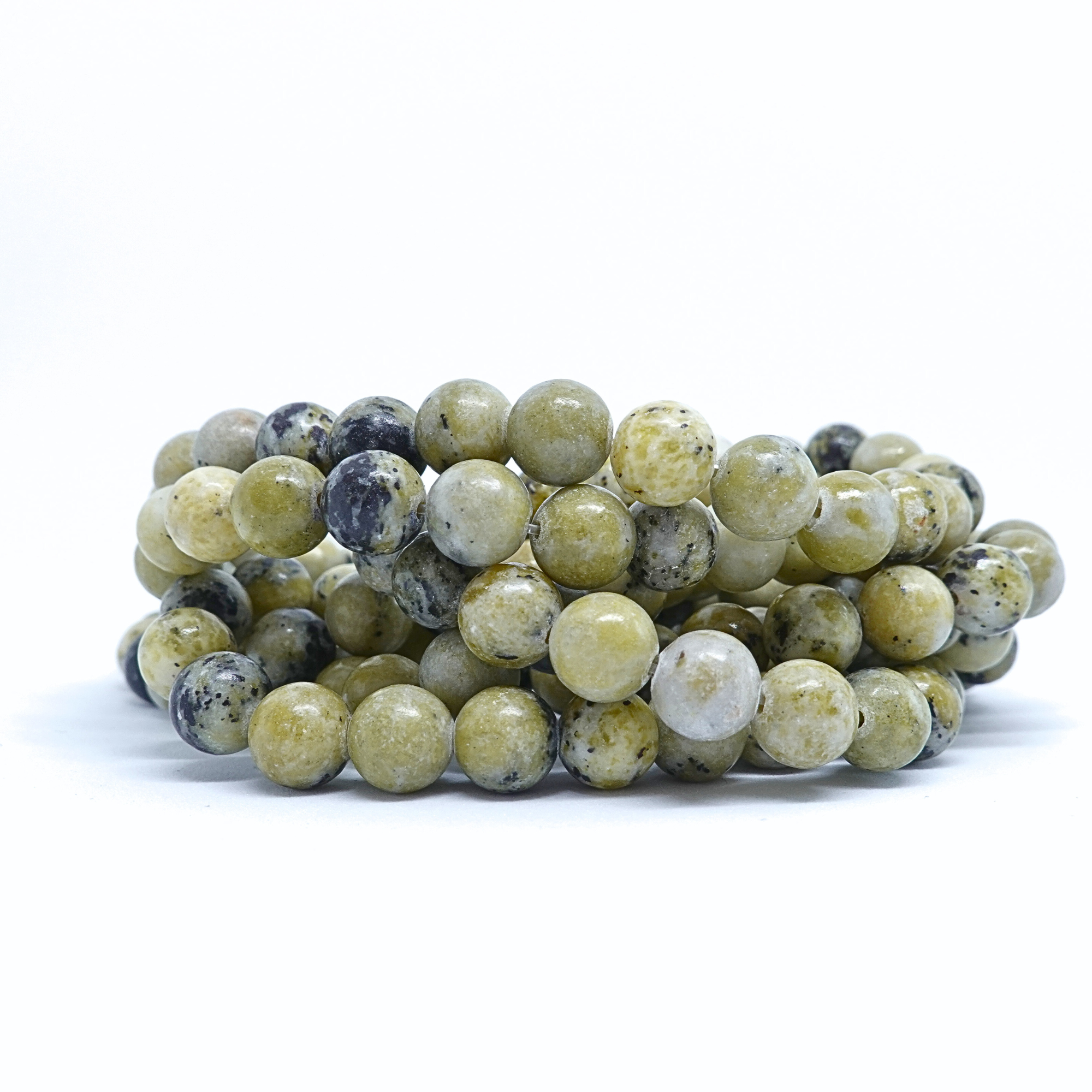 African Green Jade - Rang de perles rondes sur fil en 6 ou 8 mm - Grade A - Tanzanie Lovaneo grossiste perle semi precieuse