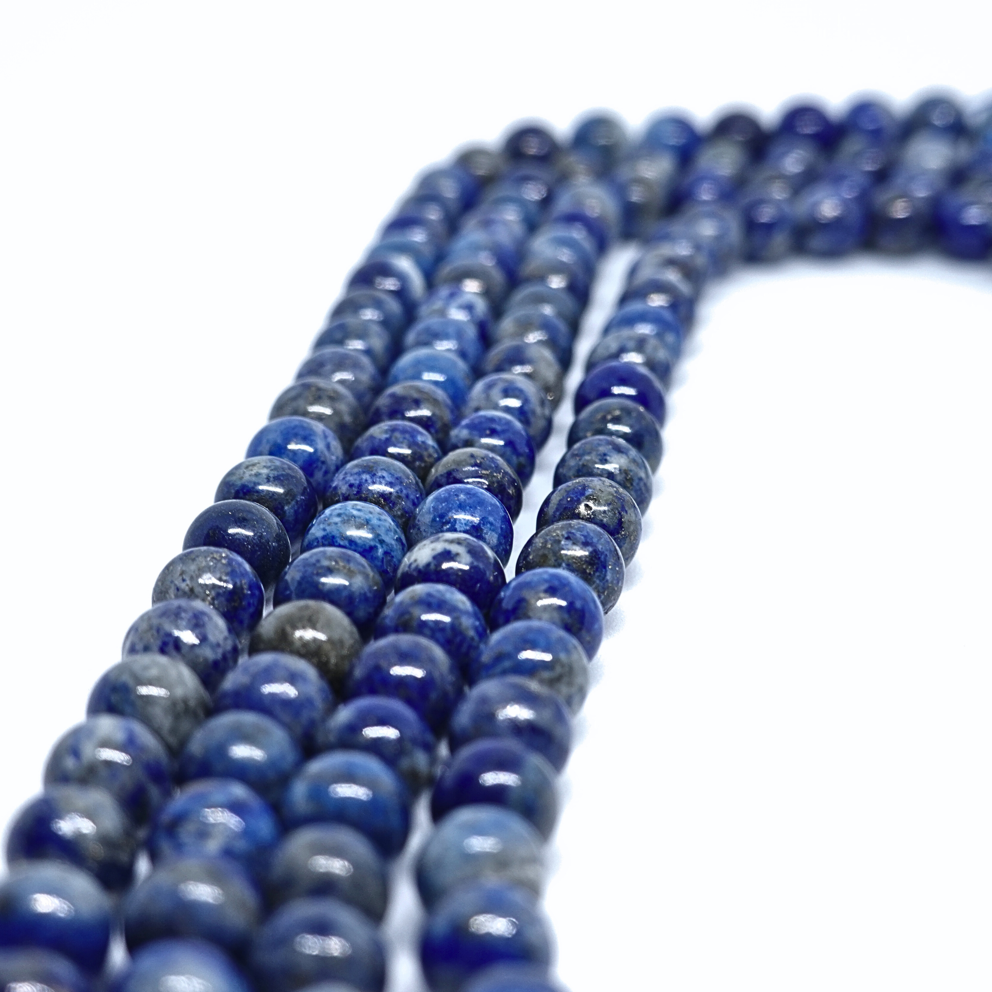 Lapis-Lazuli - Rang de perles rondes sur fil en 6 ou 8 mm - Grade A - Afghanistan Lovaneo grossiste perle semi precieuse