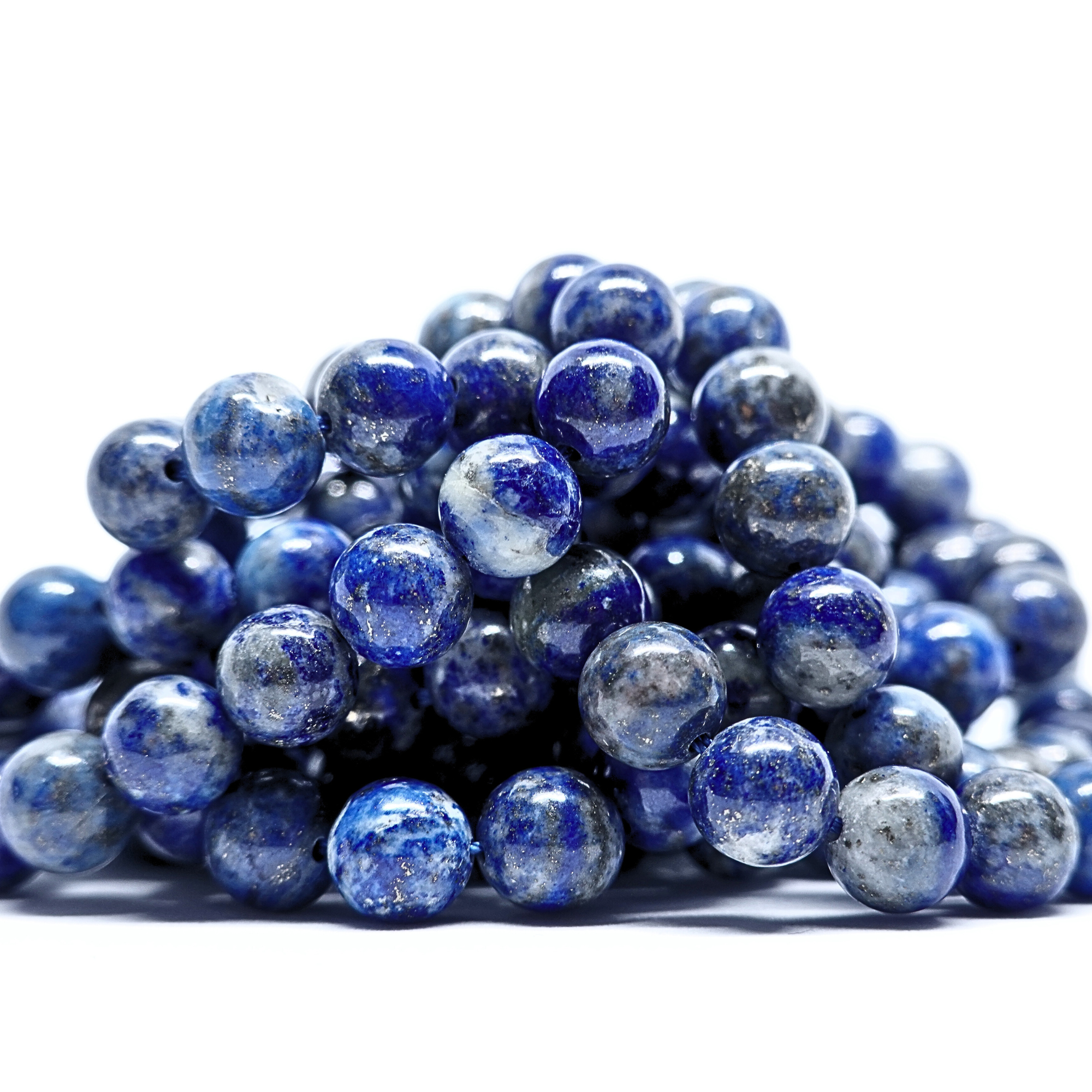 Lapis-Lazuli - Rang de perles rondes sur fil en 6 ou 8 mm - Grade A - Afghanistan Lovaneo grossiste perle semi precieuse