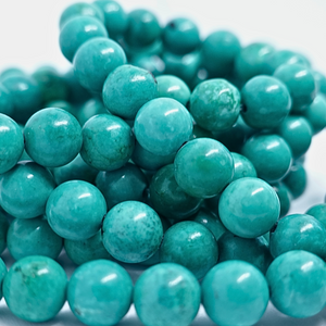 Green Turquoise - Rang de perles rondes sur fil en 6 ou 8 mm - Grade A