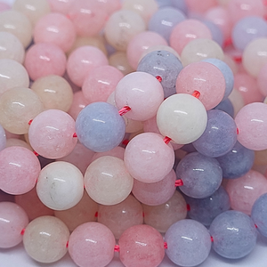 Morganite - Rang de perles rondes sur fil en 6 ou 8 mm - Grade A - Brésil