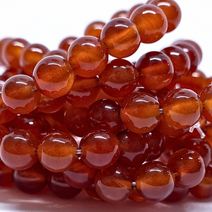 Agate Rouge (Cornaline) - Rang de perles rondes sur fil en 6 ou 8 mm - Grade AA